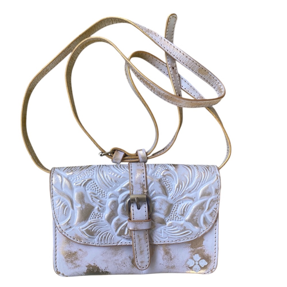 Patricia Nash White and Gold Crossbody Bag EUC